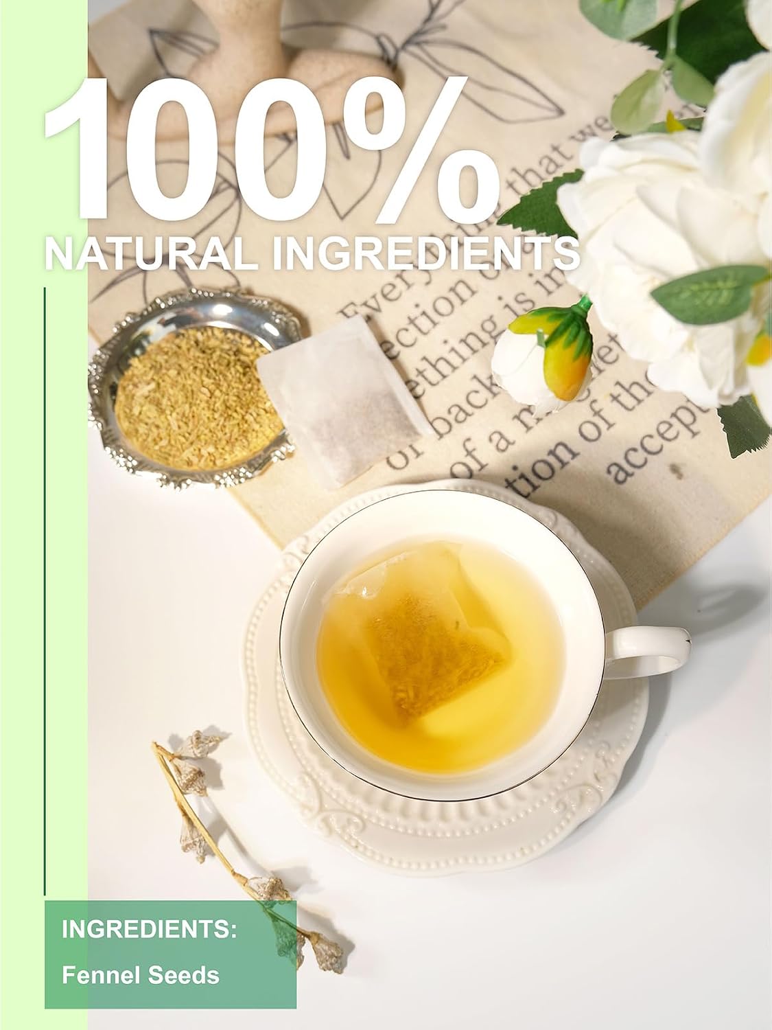 TeeLux Fennel Tea Bags, Natural Fennel Seed Tea, Caffeine Free, 100 Count