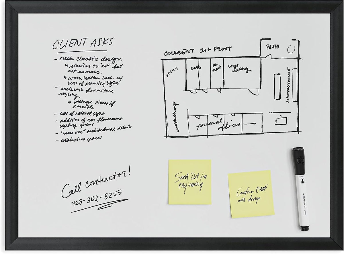 U Brands Magnetic Whiteboard, White Board Dry Erase Board for Wall, 11 x 18