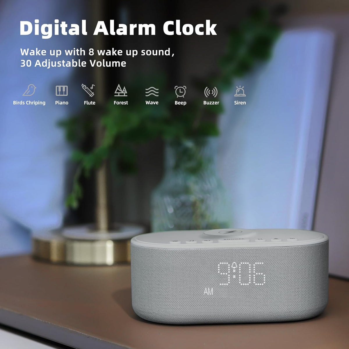 Odokee Sound Machine Alarm Clock for Bedrooms with Wireless Charging