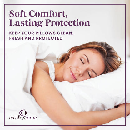 CirclesHome Pillow Protectors 4 Pack Standard Zippered - 100% Cotton Breathable Pillowcases - Protects Pillows from Dirt, Dust and Debri (Standard - Set of 4 - 20x26)