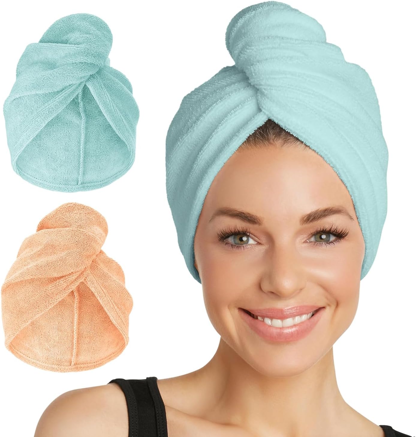 Turbie Twist 2-Pack Microfiber Hair Towel for Beauty, Travel, Gifting - Hair Wrap Turban for Straight, Wavy & Curly Hair - Premium Personal Care - Dark Purple & Light Purple