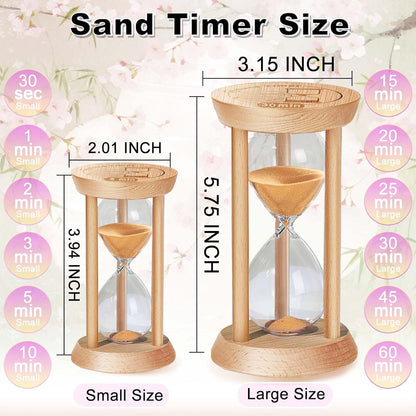 2 Minute Wooden Sand Timer,2 Min Hourglass, Small Sand Watch, Reloj De Arena, Hour Glass Sandglass for Home, Office, Decorative, Game, Classroom