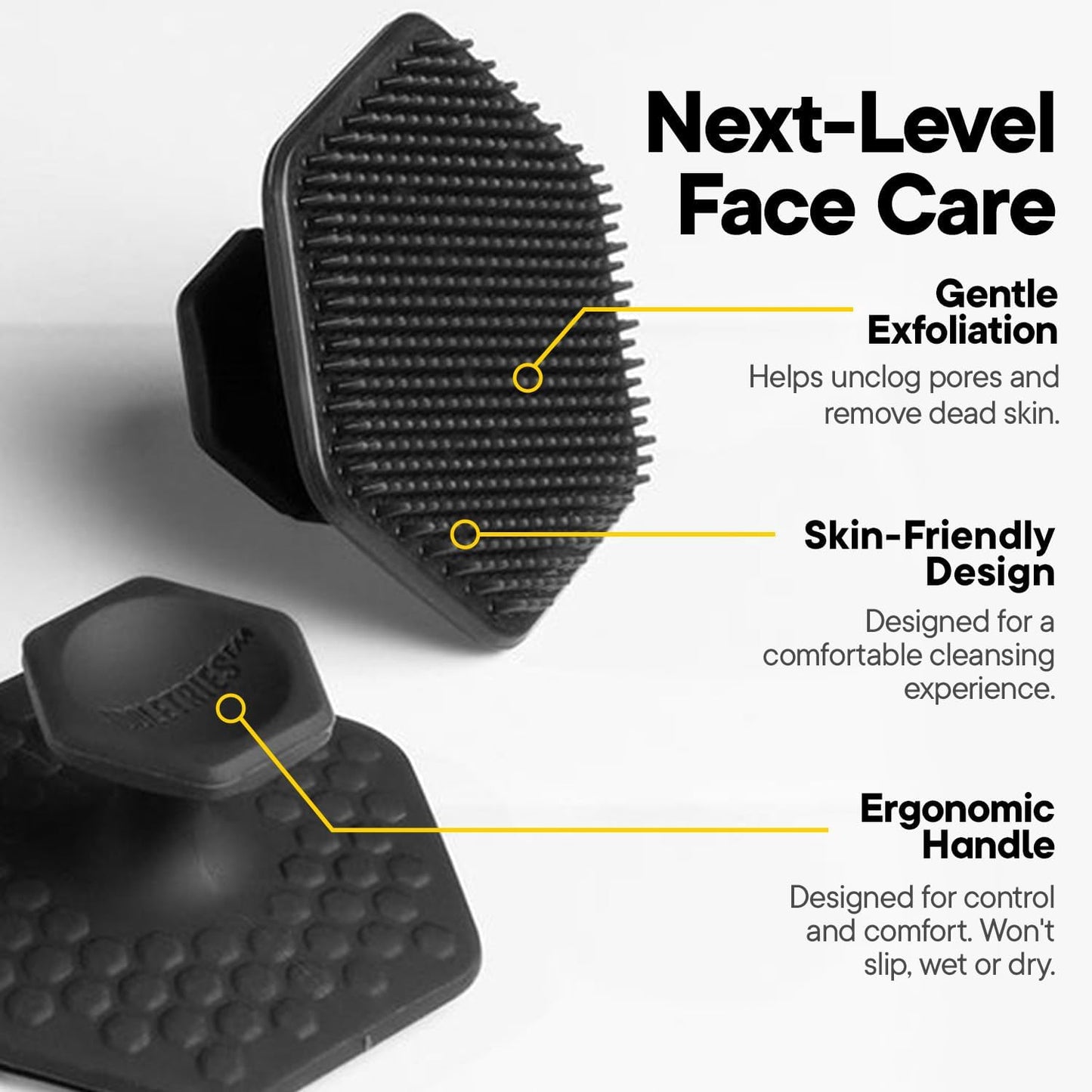 TOOLETRIES The Scrub King Silicone Shower Set for Men & Women, Hygienic Silicone Exfoliating Bath Set with Back Scrubber, Body Scrubber, Face Scrubber, Scalp Massager, Hooks & Holder - Charcoal