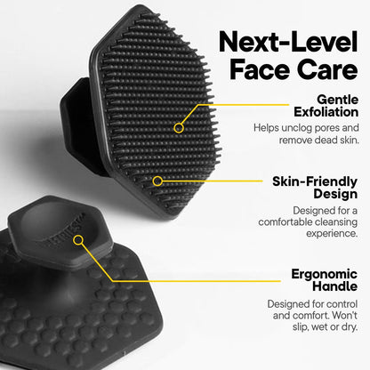 TOOLETRIES The Scrub King Silicone Shower Set for Men & Women, Hygienic Silicone Exfoliating Bath Set with Back Scrubber, Body Scrubber, Face Scrubber, Scalp Massager, Hooks & Holder - Charcoal