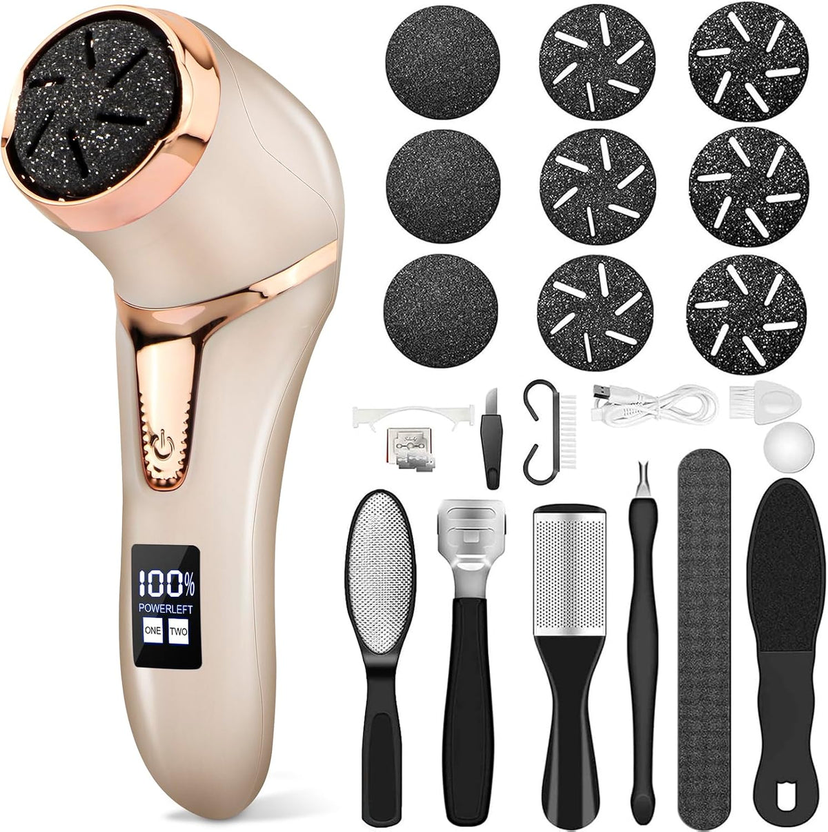 Electric Callus Remover for Feet with Vacuum, Professional Pedicure Tools Kit, Rechargeable Waterproof Foot File for Foot Care Deadskin Remover with 3Heads&2Speed,LCD Display