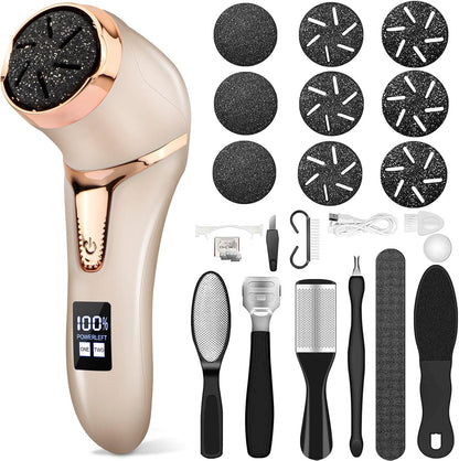 Electric Callus Remover for Feet with Vacuum, Professional Pedicure Tools Kit, Rechargeable Waterproof Foot File for Foot Care Deadskin Remover with 3Heads&2Speed,LCD Display