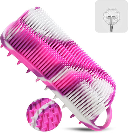 2PCS Silicone Body Scrubber, Loofah for Women, Gentle Exfoliating Shower Cleaner Bath Brush, Rubber Body Wash Deep Cleaning & Exfoliator & Massage, Travel-Friendly for Bathroom