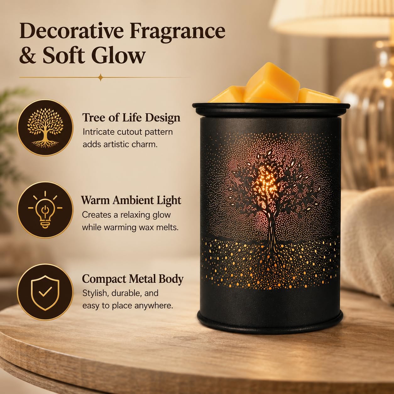 kobodon Wax Melt Warmer Metal Wax Warmer for Scented Wax Electric Fragrance Candle Oil Burner 2 in 1 Wax Melts as Gifts for Moms Grandma Women Girls(Sunflower)