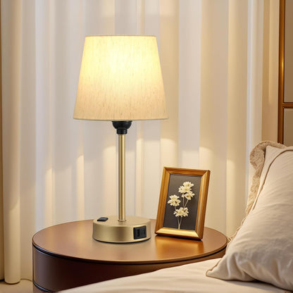 Mini Bedside Lamps for Bedrooms Set of 2 - Nightstand Bedroom Lamps with USB C Port and AC Outlet Charging, Dimmable Touch Small Bed Side Table Lamp, Black Night Stand Light for Kids/Guest Room