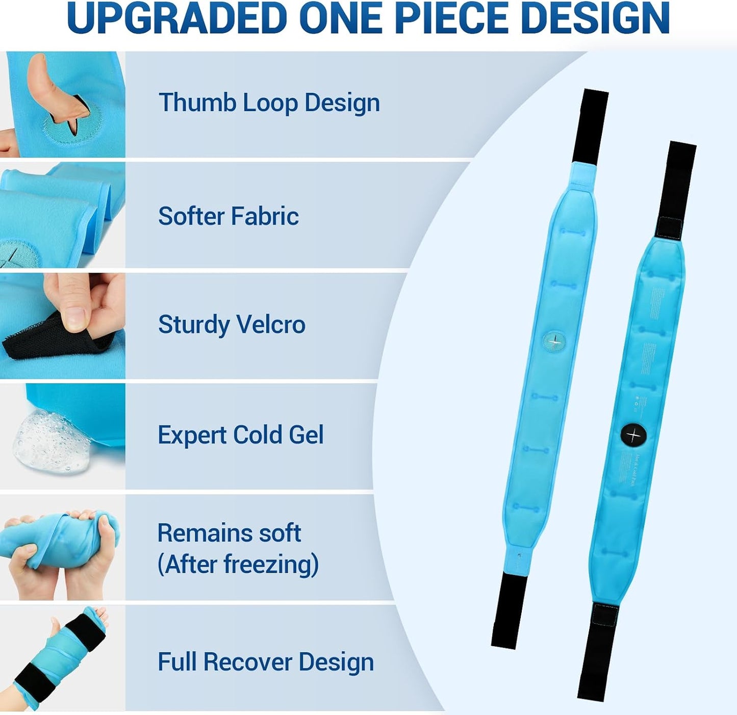 Comfytemp Wrist Ice Pack Wrap Carpal Tunnel Relief Wrist Brace, 2 Packs, FSA Eligible HSA, Gel Ice Packs for Injuries Reusable Wrap for Hand Pain, Hot Cold Compress Hand Brace, Men Women Recovery Item