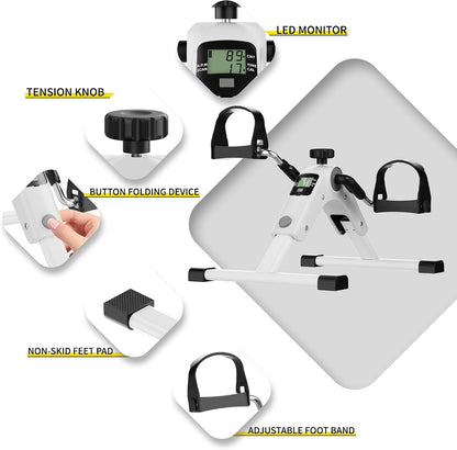 MOMODA Under Desk Bike Pedal Exerciser with LCD Display Portable Mini Exercise Bike for Arm and Leg