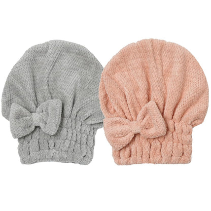 M-bestl 2 Pack Microfiber Hair Towel Wrap,Hair Drying Towel with Button,Quick Dry Hair Towel Turban for Women,Absorbent Anti-frizz Head Towel for Long Thick Curly Hair(Pink&Beige)