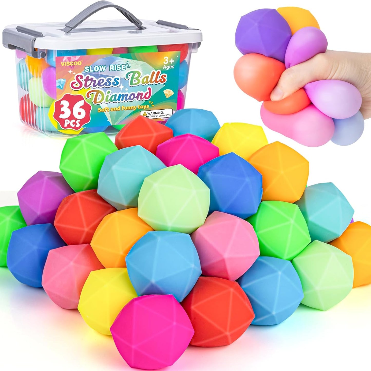 12 Pack Slow Rising Stress Ball,Stress Balls for Kids Adults,Stretchy Fidget Toys for Stress Relief,Hand Therapy Sensory Squishy Ball, Squishy Toys for Kids, Classroom Prize Box Party Favors
