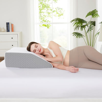 Premium Bed Wedge Pillow - Ergonomic Support for Sleeping, Post-Surgery, Acid Reflux Relief, and More - CertiPUR-US Certified Memory Foam - Removable Cover Included, Triangle, 24" x 22" x 7.5"