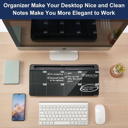 TSJ OFFICE Whiteboard Weekly Dry-Erase-Board - Desktop White Board Calendar Desk Organizers with Accessories Computer Keyboard Stand with Drawer, for Office, Home, School Supplies - White Calendar