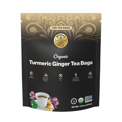 Buddha Teas Organic Turmeric Ginger Tea - Herbal Tea, Caffeine Free