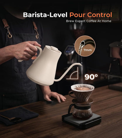Epeios Electric Kettle, Gooseneck Electric Kettle with ±1°F Temperature Control, 1200W Rapid Heating for Pour Over Coffee & Tea, 304 Stainless Steel Interior, Auto Shut-Off, 0.9L, Black