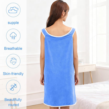 Women's Wearable Towel Bathrobe,Plus Size Wearable Shower Skirt,Quick Dry Absorbent Bath Towel for Comfortable Home Spa Body,Green, 53x31in/50-70kg