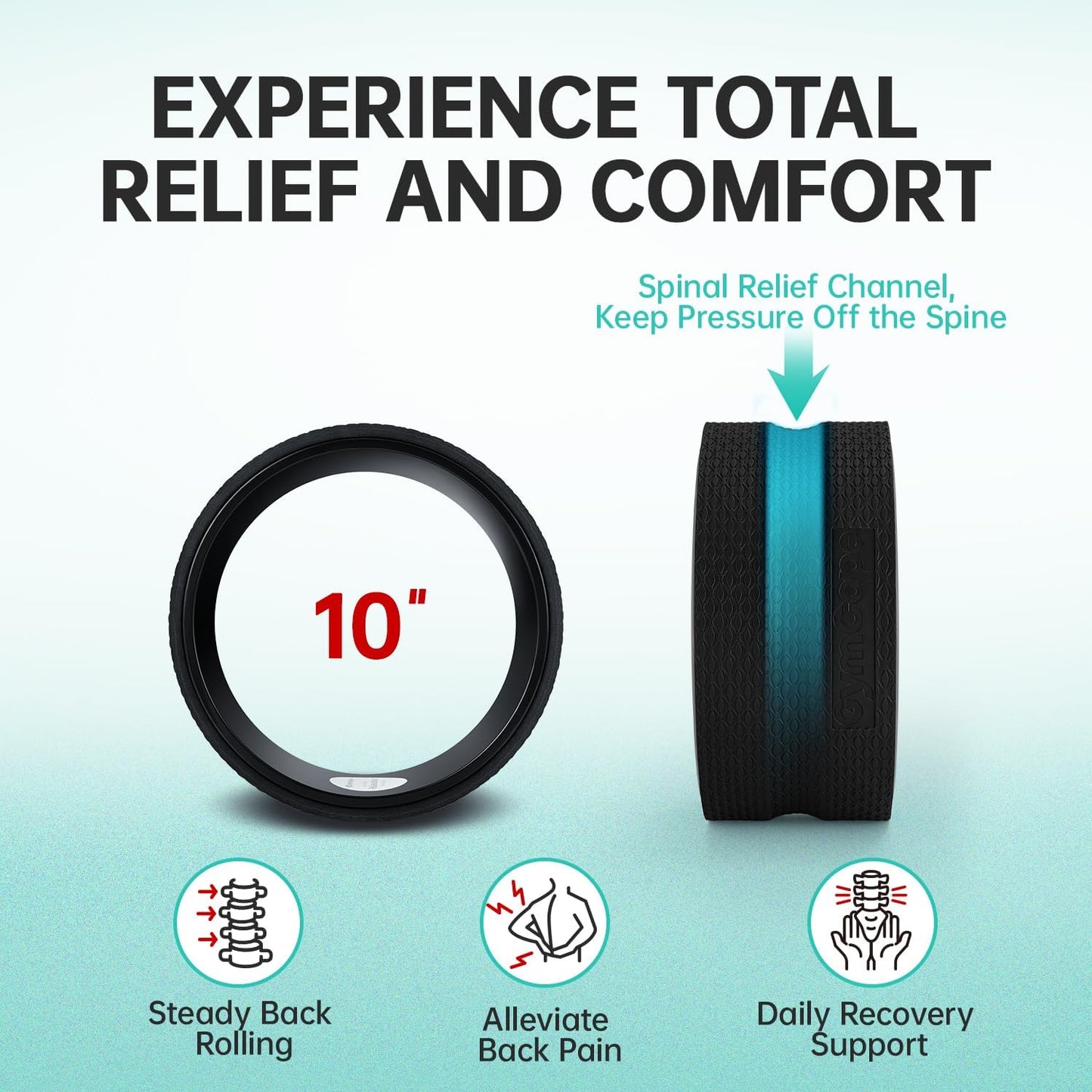 Back Wheel Foam Roller – Targeted Back & Neck Relief, Lumbar Spine Stretcher, Spinal Decompression Back Stretcher, Massage Roller with Density Foam for Physical Therapy, Supports 500lbs