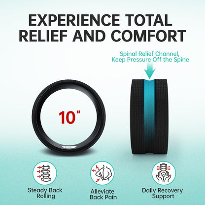 Back Wheel Foam Roller – Targeted Back & Neck Relief, Lumbar Spine Stretcher, Spinal Decompression Back Stretcher, Massage Roller with Density Foam for Physical Therapy, Supports 500lbs
