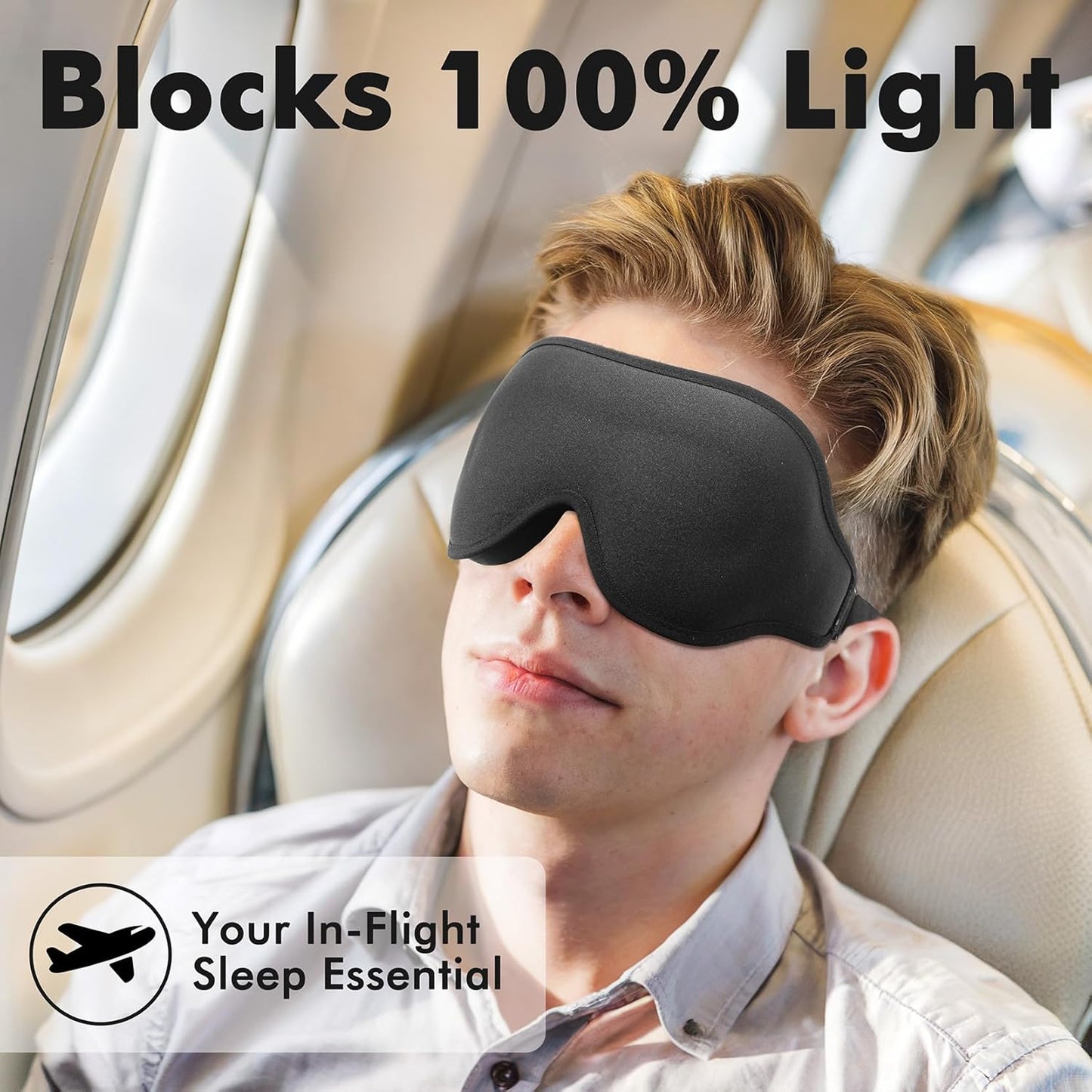 Sleep Eye Mask for Men Women, Lash Extensions 3D Sleeping Mask, Travel Blackout Night Blindfold Eye Shade Cover with Adjustable Strap (Black)