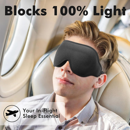 Sleep Eye Mask for Men Women, Lash Extensions 3D Sleeping Mask, Travel Blackout Night Blindfold Eye Shade Cover with Adjustable Strap (Black)
