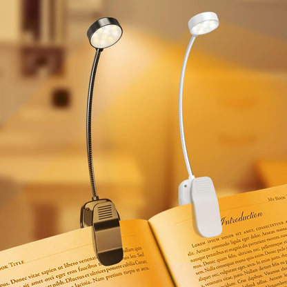 KTEBO 2 Pack Rechargeable Book Light Clip-On Reading Light for Books in Bed | 9 eye-friendly modes from 3 color temperatures and 3 brightness, USB-C up to 30 hrs - Black & Black