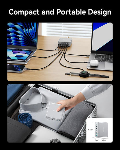Rocoren 480W GaN 10‑Port Charging Station, PD 100W Fast USB‑C Charger Hub
