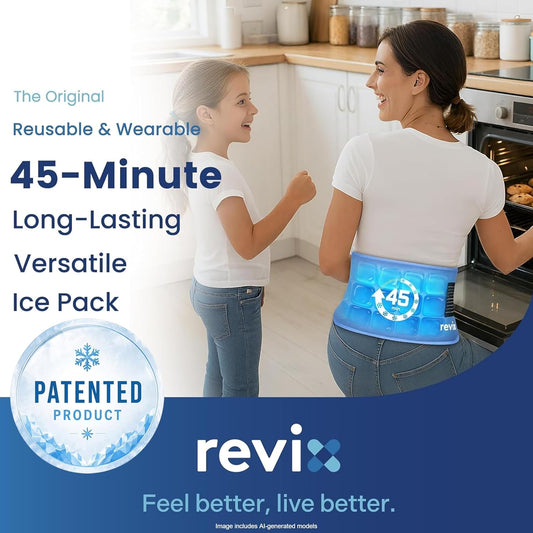 REVIX Ice Pack for Injuries Reusable, 14 × 7" Gel Cold Compress with Strap