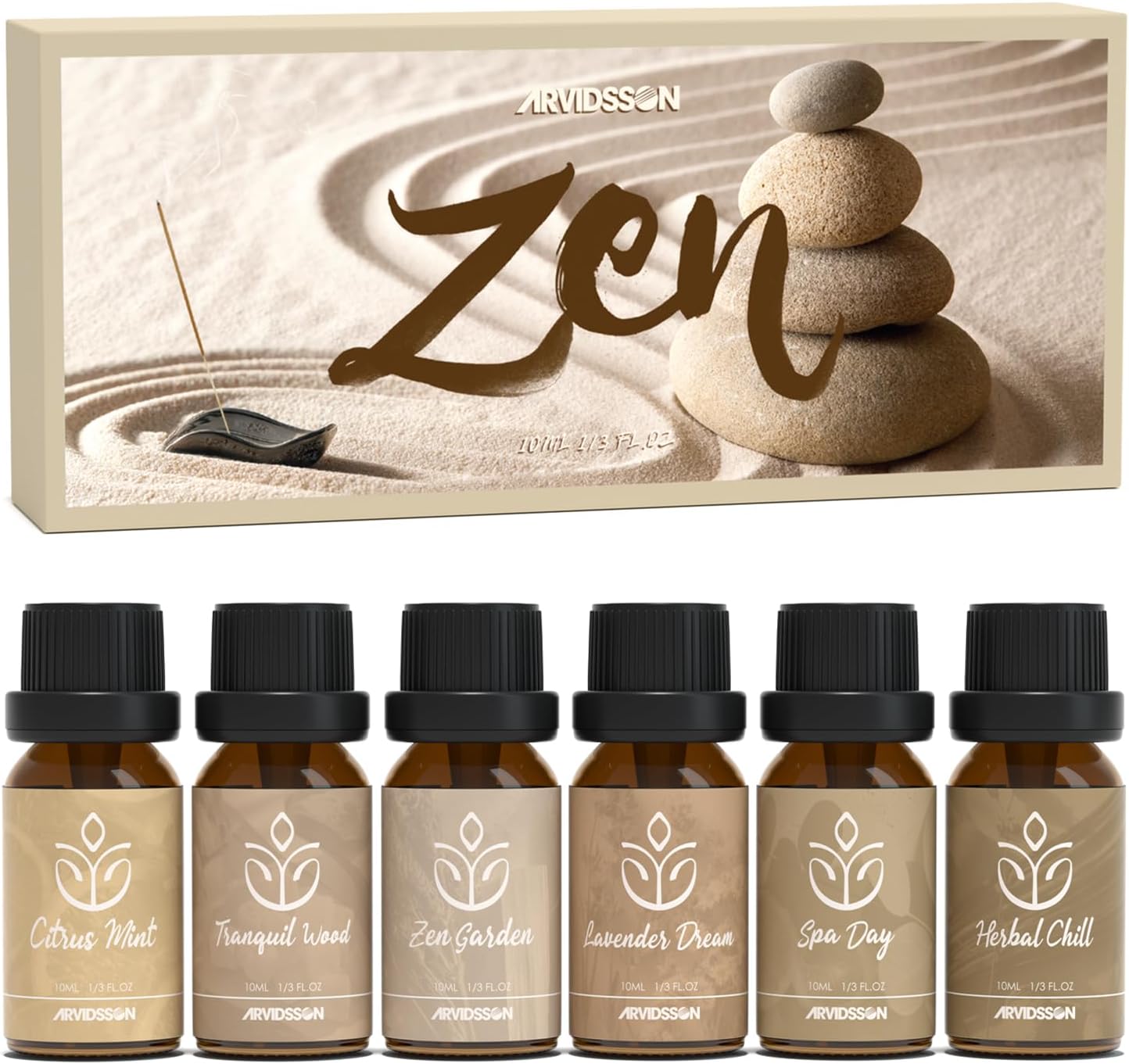 ARVIDSSON Floral Essential Oils Set, Natural Flower Essential Oil Gift for Women - Rose, Gardenia, Cherry Blossom, Honeysuckle, Lilac, Blue Lotus, Scented Oil for Diffuser, Valentines Day Gift for Her