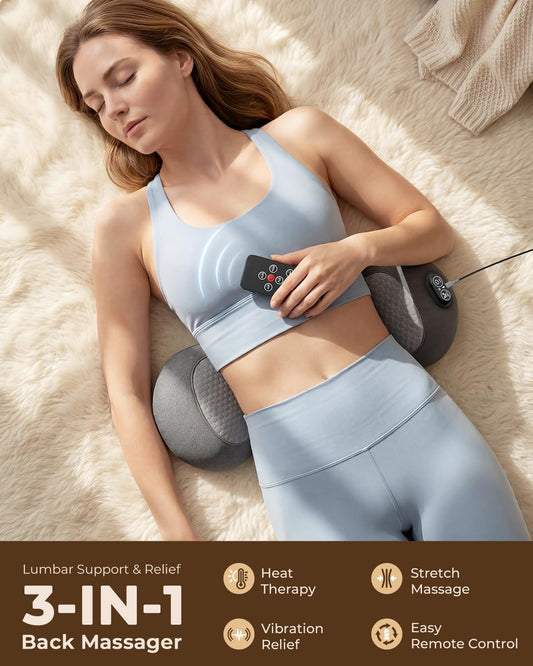 2026 Upgraded 4-in-1 Lumbar Support Pillow Massager with Remote Control