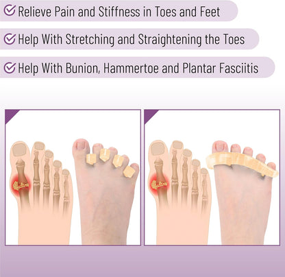 DR. JK- ToePal Gel Toe Separator, 2 Pairs, Toe Spacers, Toe Straightener, Hammer Toe Straightener, Toe Spreader, Toe Stretcher, Toe Corrector for Women and Men, Bunion Corrector