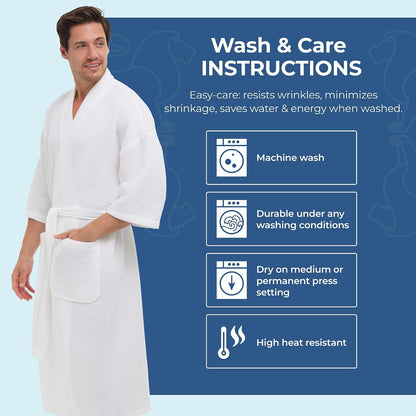 Monarch Square Waffle Spa Kimono Robe for Men or Women