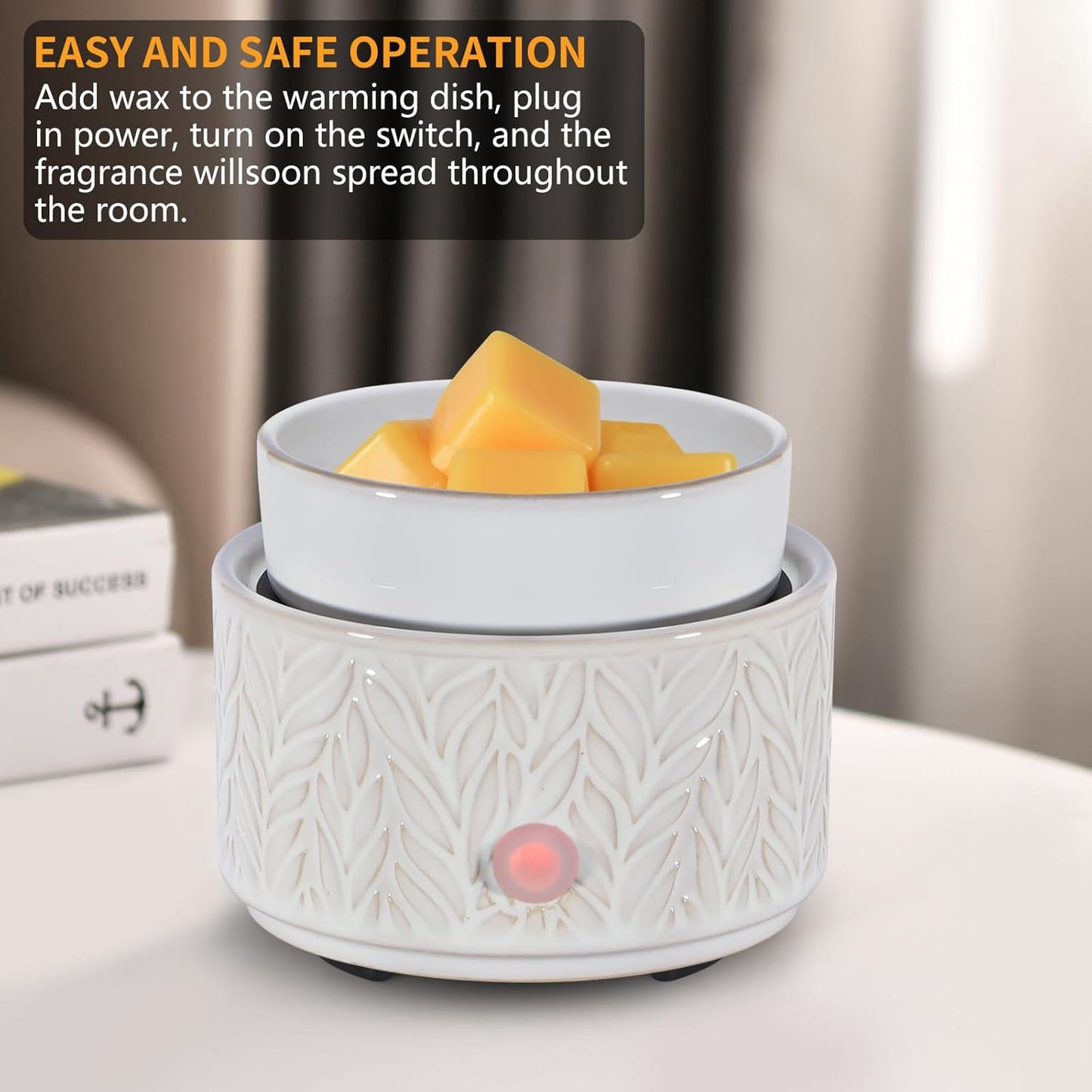 Ceramic Wax Melt Warmer, Fragrance Wax Warmer 4-in-1 Electric Candle Wax Melter and Wax Cubes for Home Office Bedroom Aromatherapy Essential Oil Burner is Birthday Gifts for Women Mom Girl(Dark Brown)