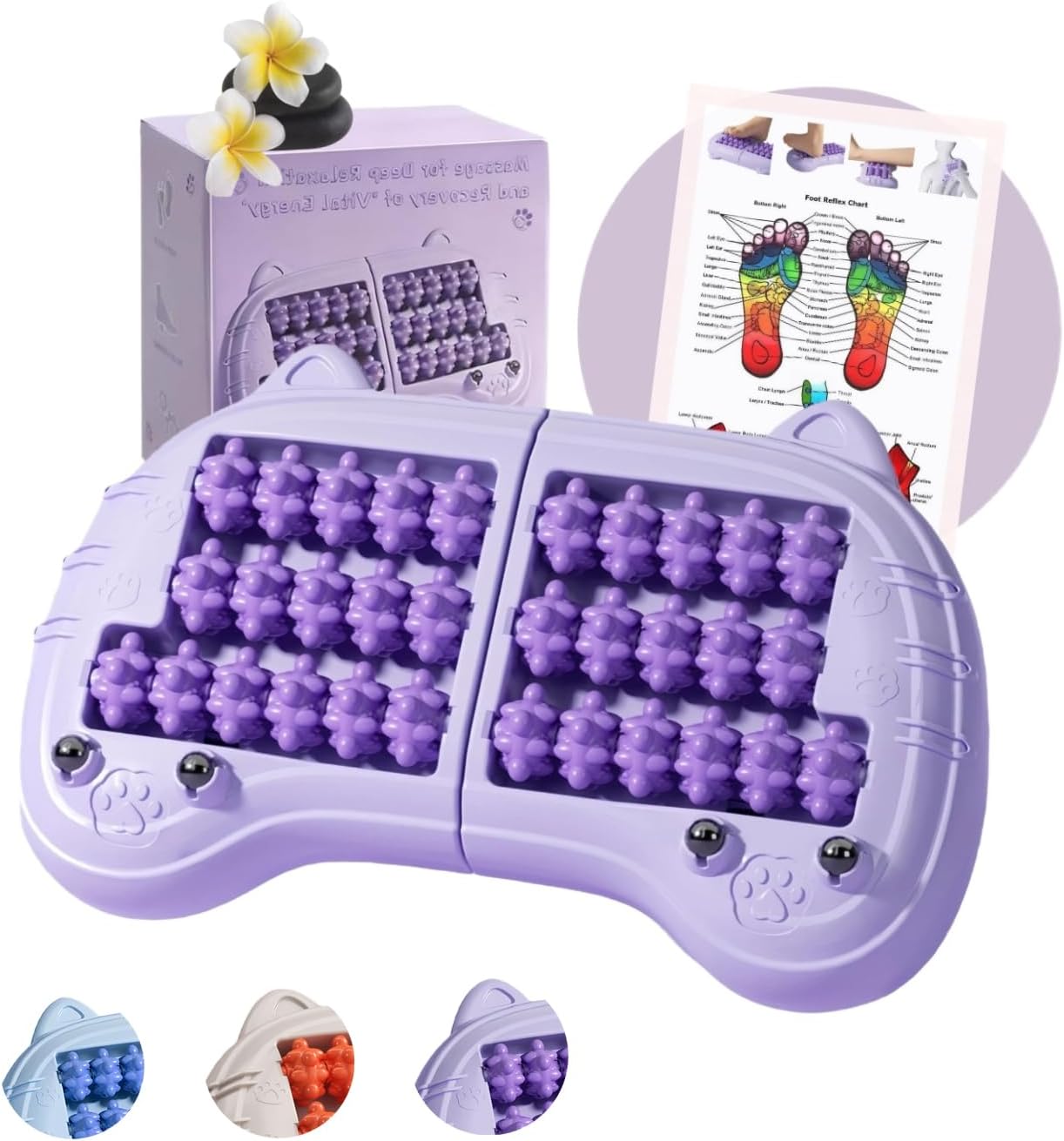 Foot Roller Massager for Plantar Fasciitis Relief, Large Size, Eases Foot Pain & Cold Feet, Enhances Circulation, Portable, Split into Two, Full-Body Washable, Purple