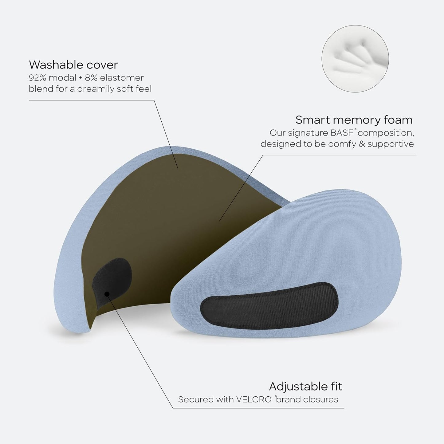 Ostrichpillow Go Neck Pillow, Travel Pillows for Airplanes, Premium Memory Foam Travel Pillow, 360º Ergonomic Design, Asymmetrical Sides, Travel Bag Included, Washable Modal Cover