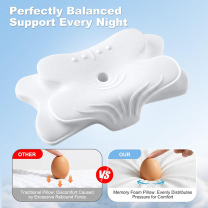 VYLEE Cervical Neck Pillow for Pain Relief, Ergonomic Memory Foam Pillow for Neck Support, Cooling Contour Orthopedic Pillow for Side, Back & Stomach Sleepers