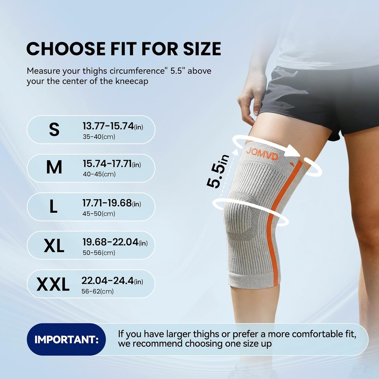 JOMVD Knee Compression Sleeve for Arthritis Pain – Knee Brace for Knee Pain Relief, Meniscus Tear, Inflammation, Circulation, Swelling & Injury Recovery – Anti-Slip Breathable Support for Women & Men,Medium
