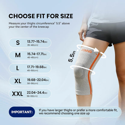 JOMVD Knee Compression Sleeve for Arthritis Pain – Knee Brace for Knee Pain Relief, Meniscus Tear, Inflammation, Circulation, Swelling & Injury Recovery – Anti-Slip Breathable Support for Women & Men,Medium