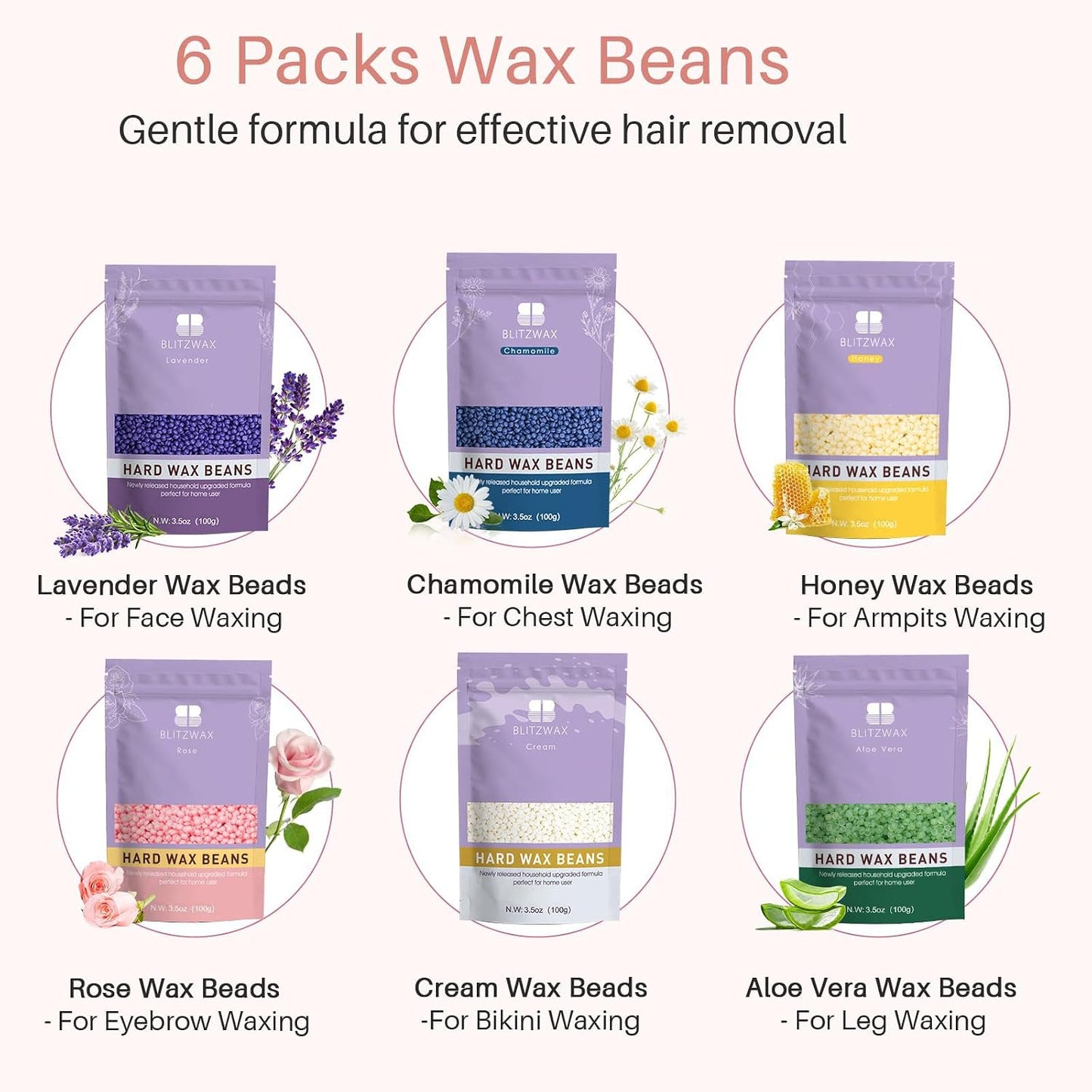 BLITZWAX Brazilian and Bikini Waxing Kit for Women, Hard Wax Warmer for Face, Legs and Body, At Home Hair Removal Kit, Beginner Friendly, Digital Fast Heating, 51 Wax Items