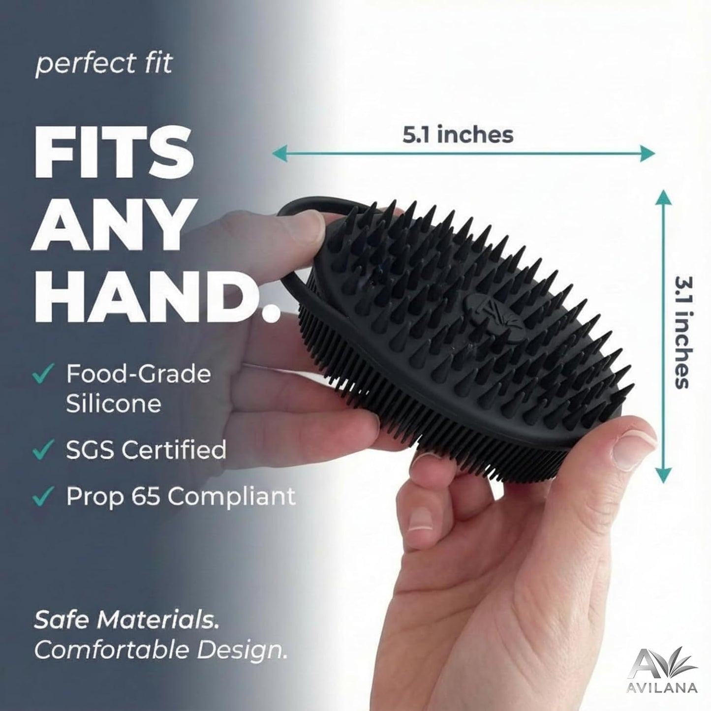 Avilana Premium Silicone Body Scrubber - Trusted Since 2017 - SGS Certified Food Grade Dual Sided Bath Brush, Quick-Dry Exfoliating Loofah Alternative, Massage Brush Sensitive Skin Women Men