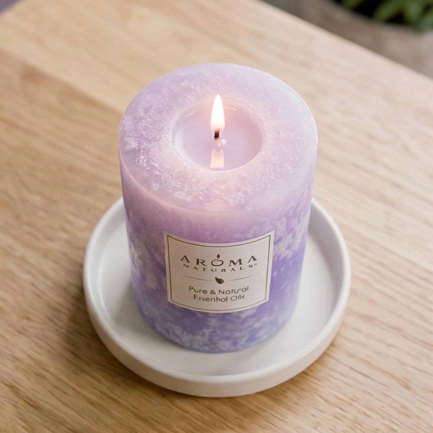 Aroma Naturals Essential Oil Tranquility Pillar Candle, 2.5" x 4", Lavender, 11 Ounce