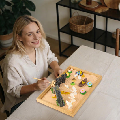 Zen Garden Kit for Desk 31PCS Mini Zen Sand Kit, Farmhouse Style for Office