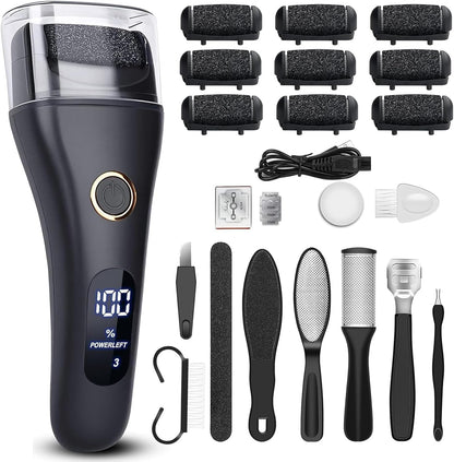 Electric Foot File Callus Remover for Feet - 6pcs Larger Grinding Head&3Speed, Pedicure Kit Foot Scrubber Deadskin Callus Remover, Foot Care Kit Pedicure Tools for Dead Skin Callus Hardskin Dry Cracks