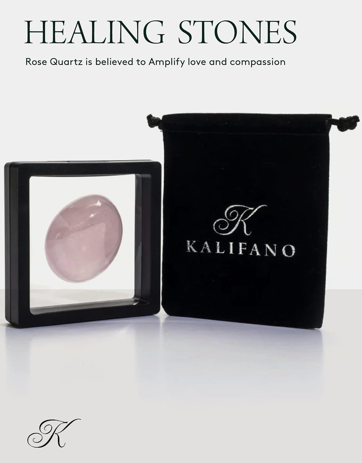KALIFANO Palm Stone with Healing & Calming Effects - AAA+ Grade High Energy Worry Stone with Information Card - Reiki Crystal Used for Courage (Family Owned and Operated)