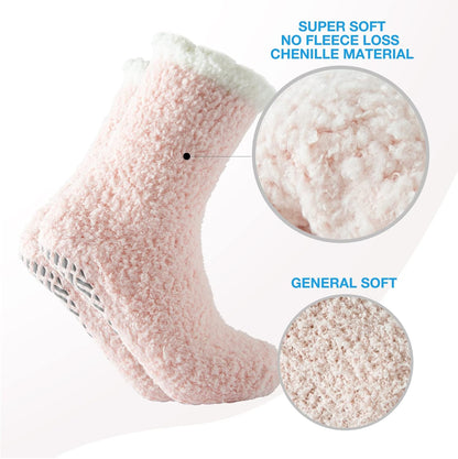 Bulinlulu Fuzzy Socks with Grips Plush Sleep Cozy Winter Soft Hospital Fluffy Socks for Womens Mens Gifts