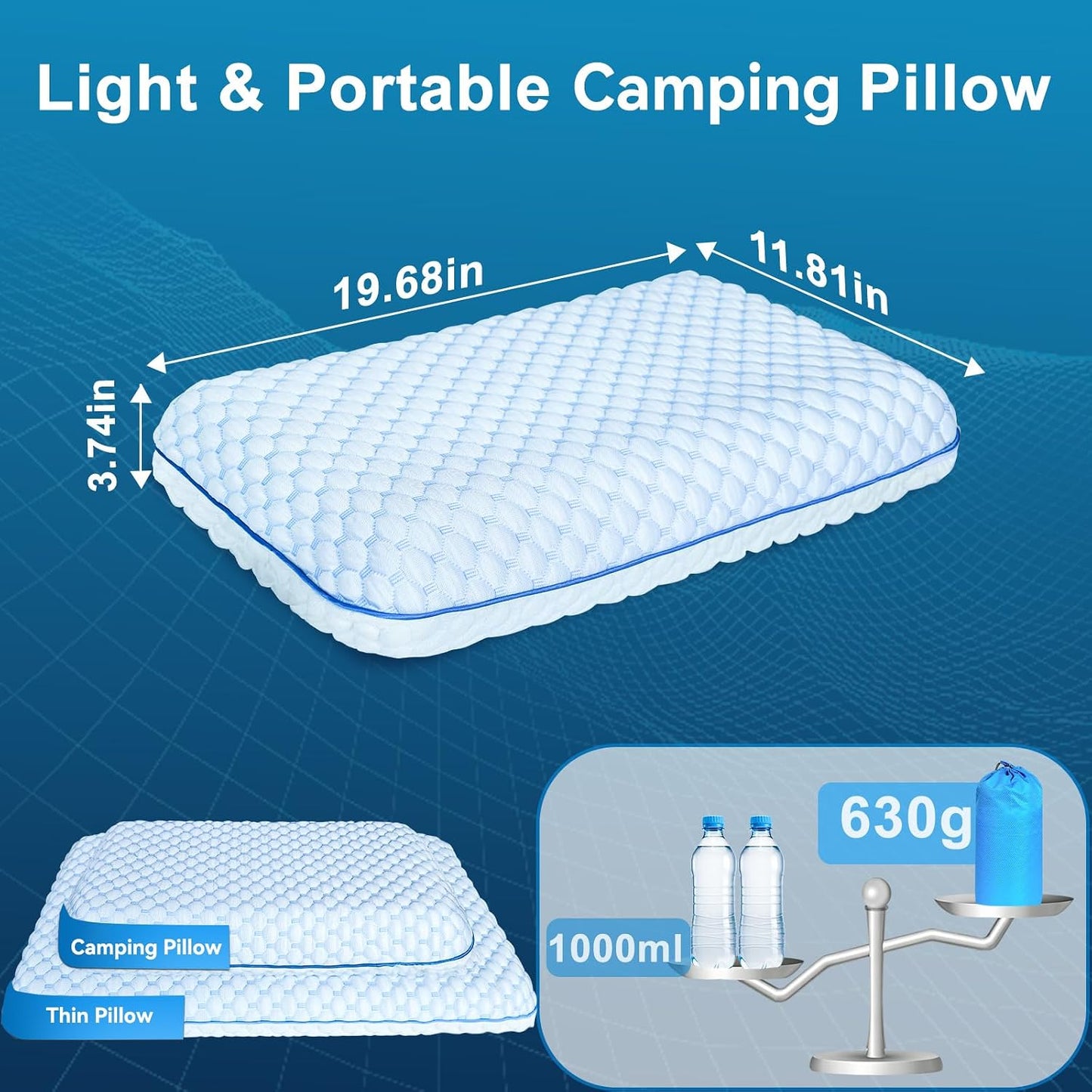 Thin Pillow for Sleeping, Cooling Gel Flat Pillow for Stomach and Back Sleepers, Ultra Slim Stomach Sleeping Pillows for Shoulder Neck Pain Relief, Low Profile Memory Foam Pillows 2.25-inches