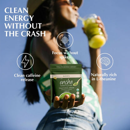 Encha Matcha - Latte Grade Matcha Powder - Unsweetened, First Harvest, Organic Green Tea Powder From Uji, Japan (60g / 2.12 Ounce) Premium for Latte, Smoothie - Caffeine, L-Theanine