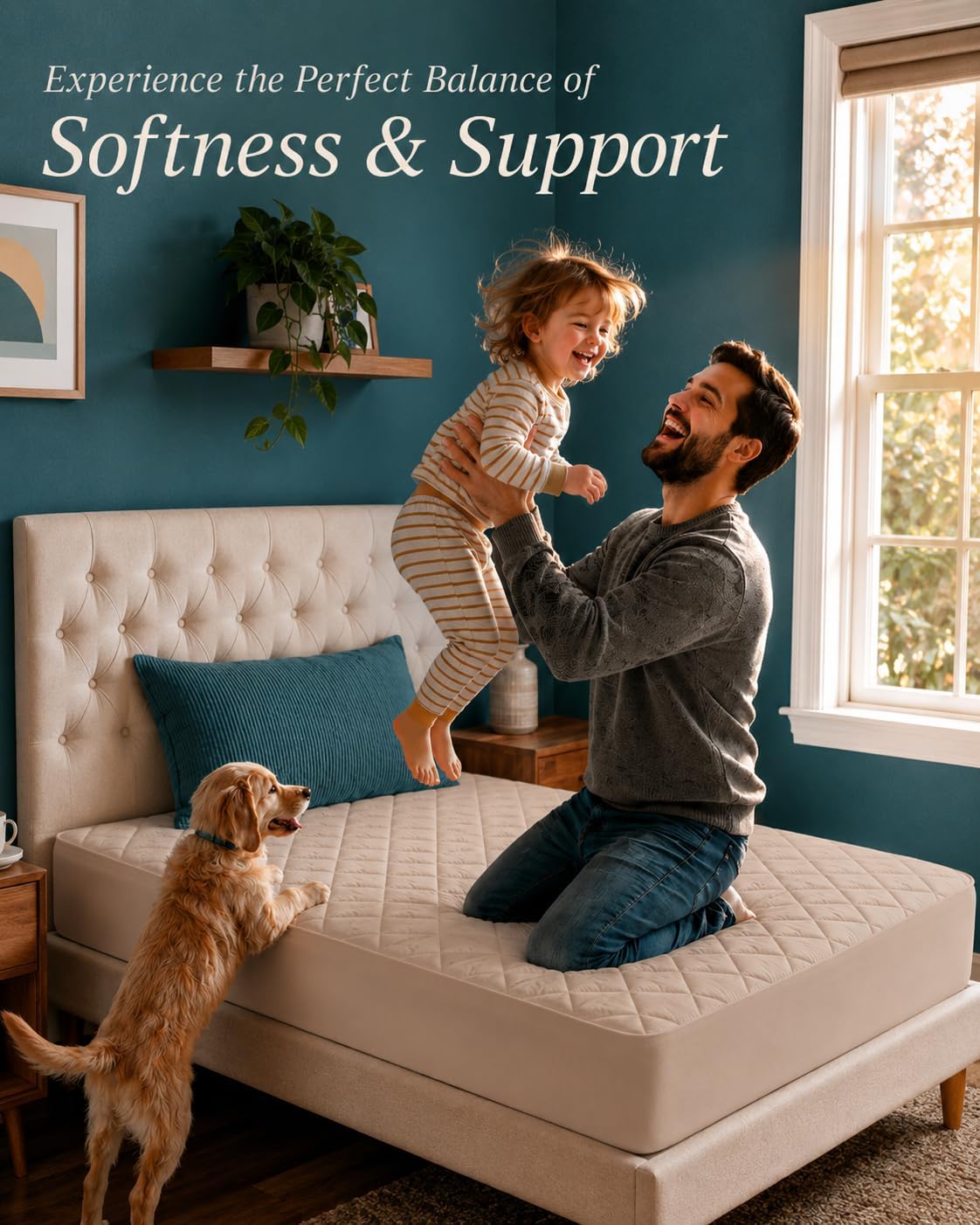 Quilted Fitted Mattress Pad, Queen Mattress Protector Topper with Deep Pocket Stretches up to 16 Inches, Machine Washable Mattress Cover by Utopia Bedding (White)