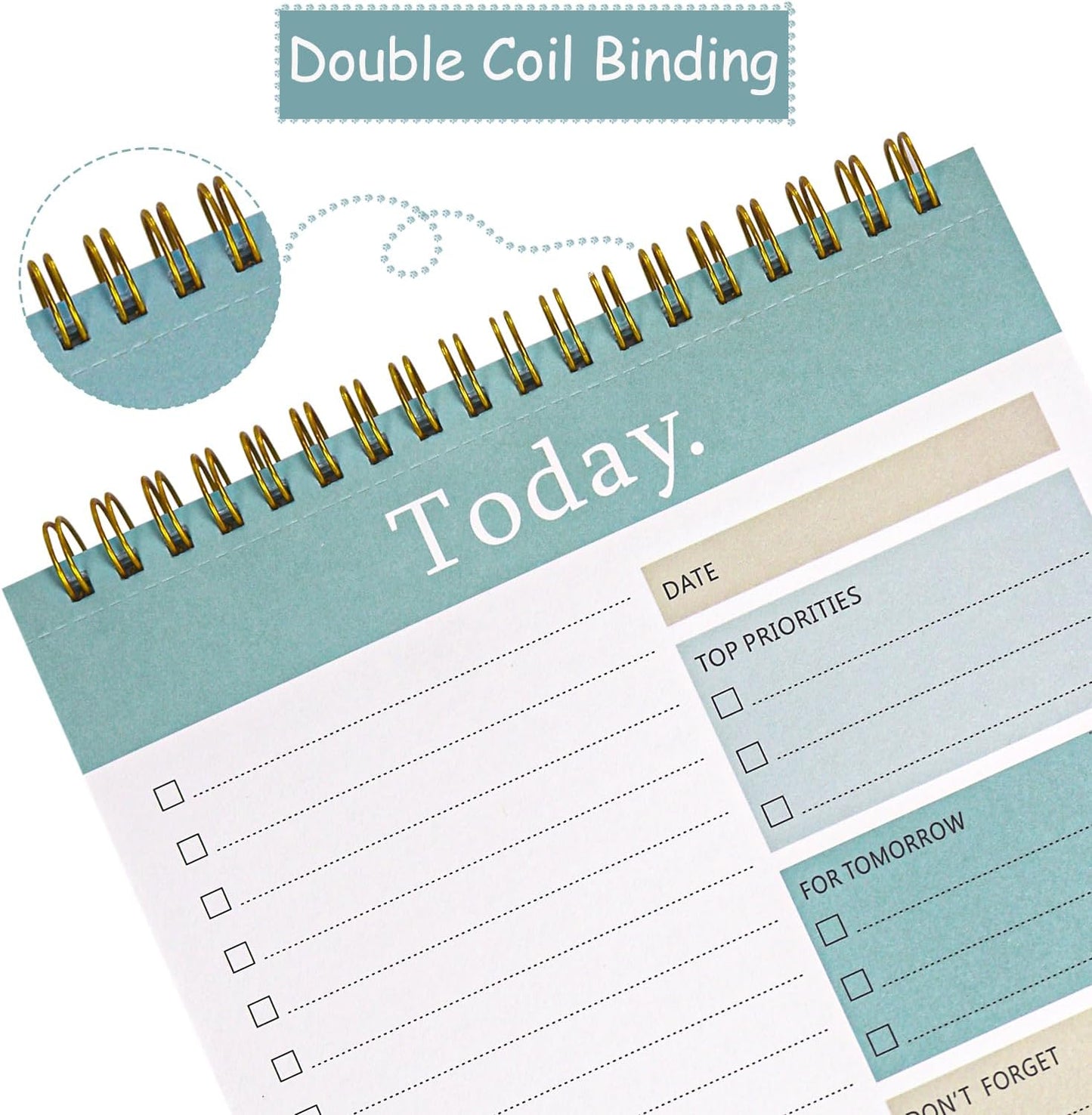 3 Pack To Do List Notepad, 52 Sheets Mix Color Tear Off, 6.5" x 9.8" Double Sided Spiral Checklist Planning Notebook for Adults and Kids Classroom Office Gifts(Blue, Green, Purple)